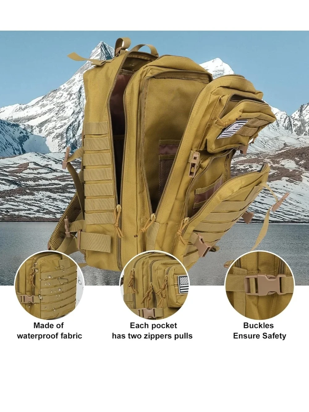 Tactical Military Style  Backpack - Coyote Brown